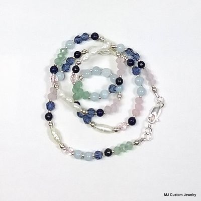 Multi-gemstone, Lapis, Crystal & Pearl Necklace Multi-gemstone, Lapis, Crystal & Pearl Necklace