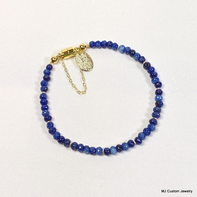 Lapis Lazuli & Brushed Gold Drop Magnetic Clasp Bracelet