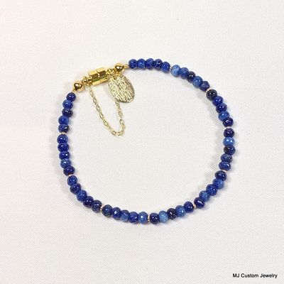 Lapis Lazuli & Brushed Gold Drop Magnetic Clasp Bracelet Lapis Lazuli & Brushed Gold Drop Magnetic Clasp Bracelet