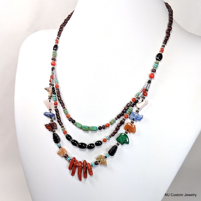 Animal Fetish & Treasures Triple Bib Necklace