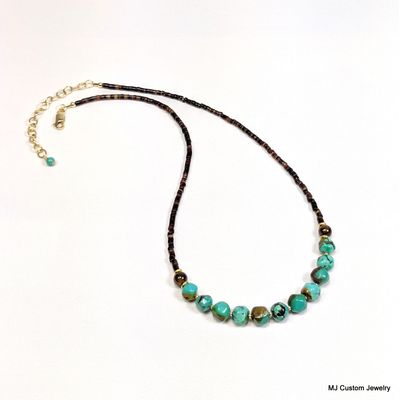 Turquoise Nugget & Pen Shell Heishi 14k GF Necklace Turquoise Nugget & Pen Shell Heishi 14k GF Necklace