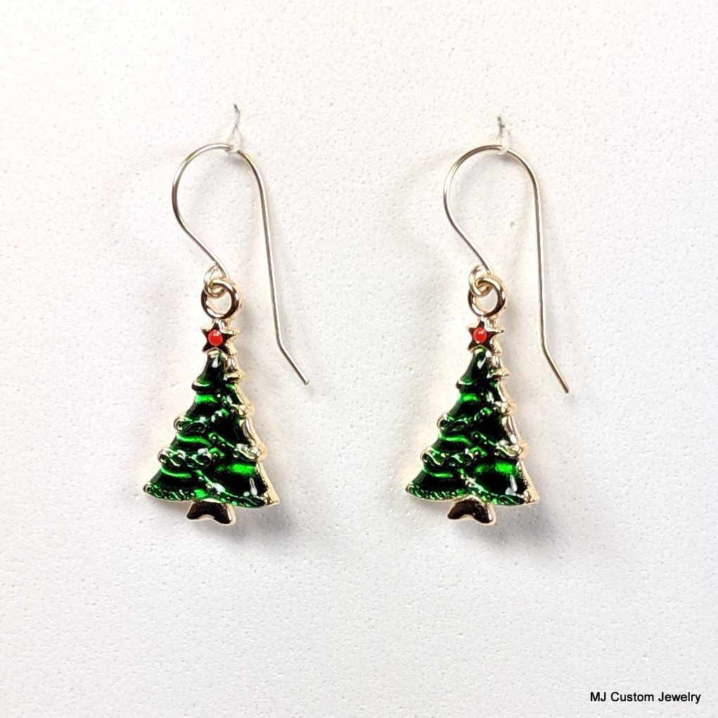 Christmas Tree 14k Holiday Earrings