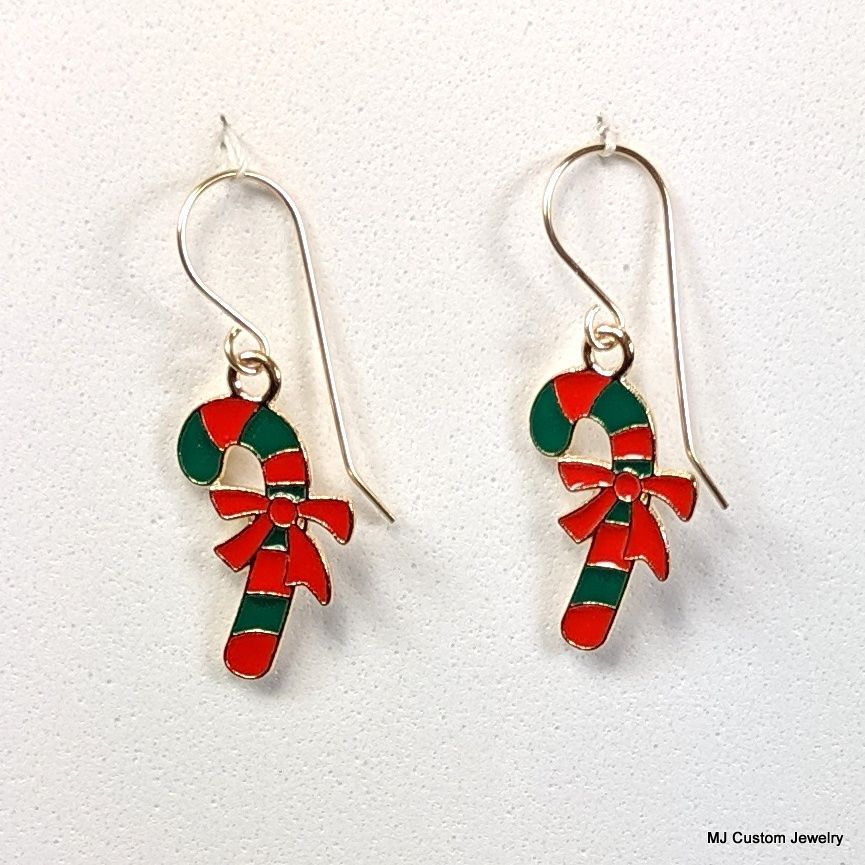 Candy Cane 14k Holiday Earrings