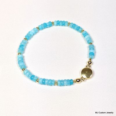 Aqua-Blue Chalcedony & Magnetic Button Clasp Bracelet Aqua-Blue Chalcedony & Magnetic Button Clasp Bracelet