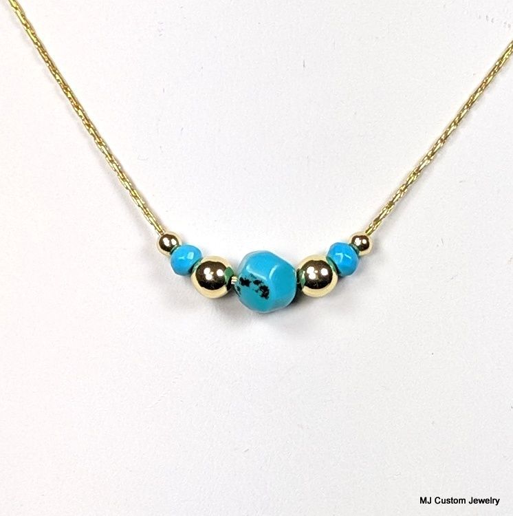 Turquoise Nugget Adjustable Add-a-Bead Necklace Turquoise Nugget Adjustable Add-a-Bead Necklace