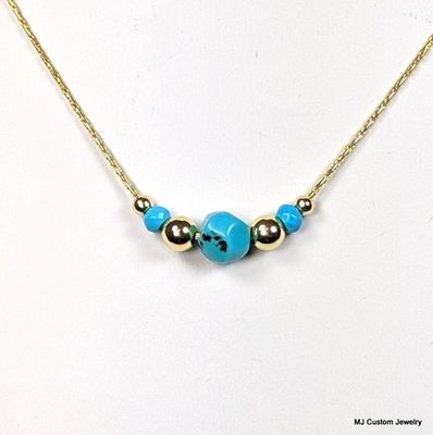 Turquoise Nugget Adjustable Add-a-Bead Necklace Turquoise Nugget Adjustable Add-a-Bead Necklace