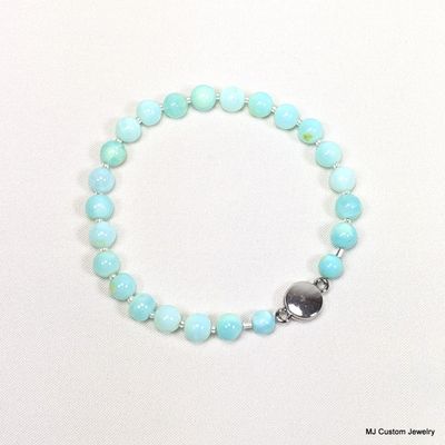 Peruvian Blue Opal & Magnetic Button Clasp Bracelet
