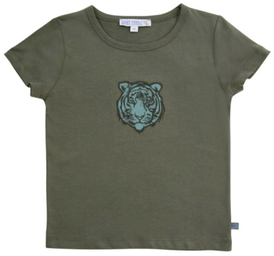 Olivgrünes Shirt mit Tigerapplikation
