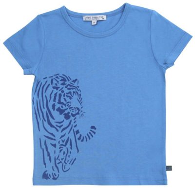 Blaues Shirt mit seitlichem Tigerprint