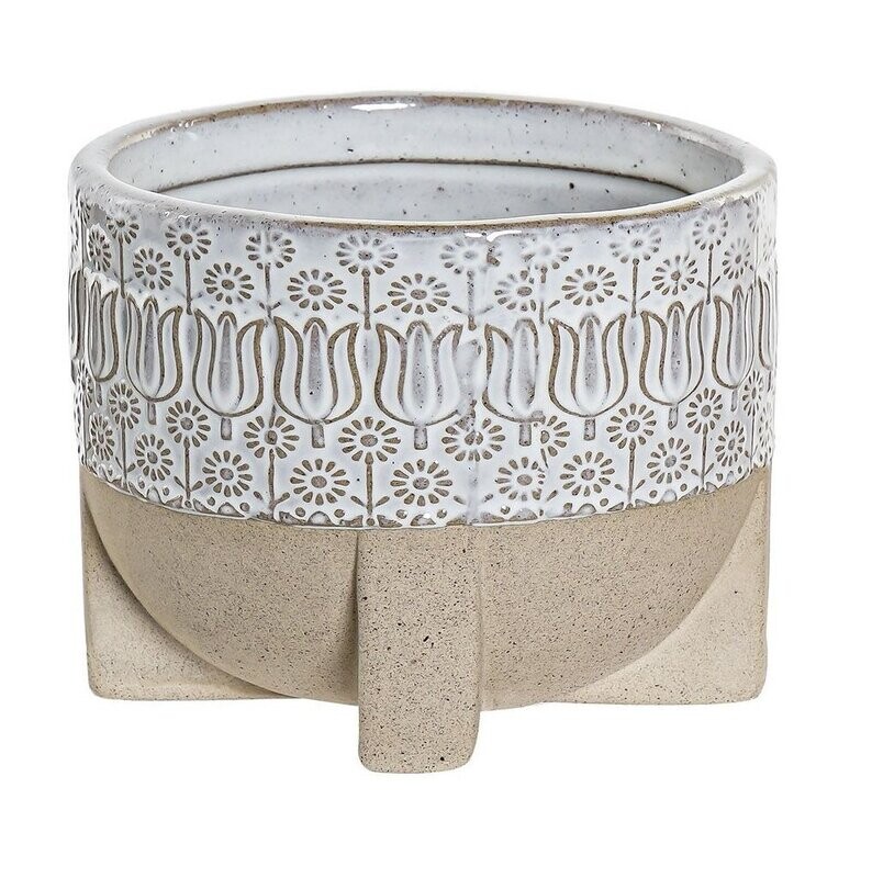 MACETERO GRES BLANCO ENVEJECIDO