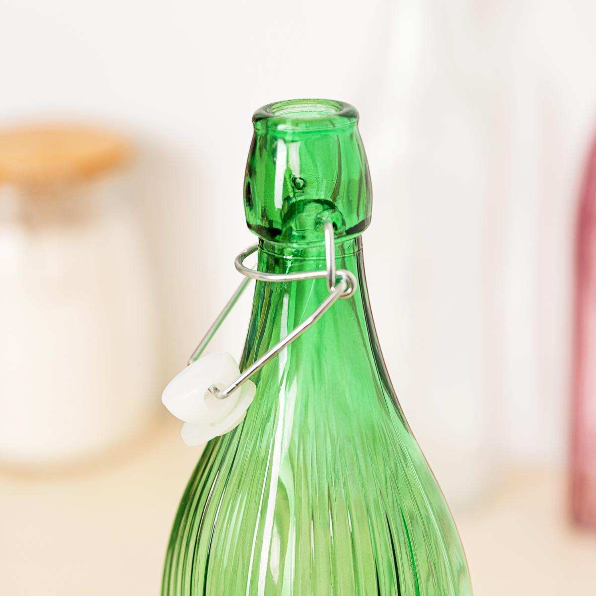 Botella de vidrio verde cilíndrica 1 lt - Reachem