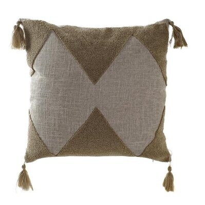 COJIN DE ALGODÓN CON FLECOS GRIS