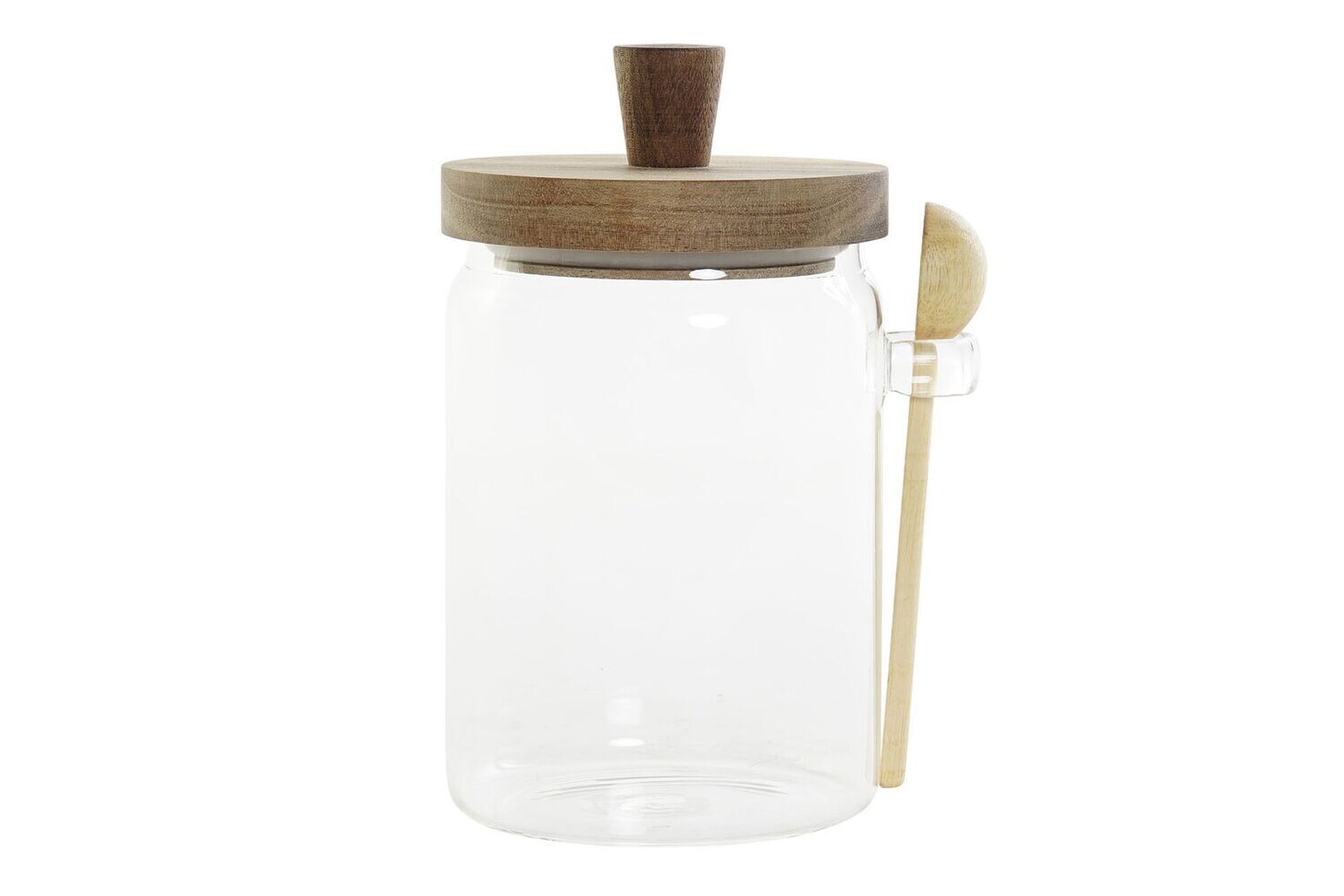 BOTE CRISTAL CON TAPA DE ACACIA Y CUCHARA