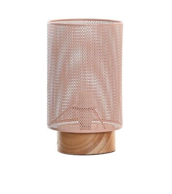 LÁMPARA SOBREMESA METAL Y MADERA ROSA