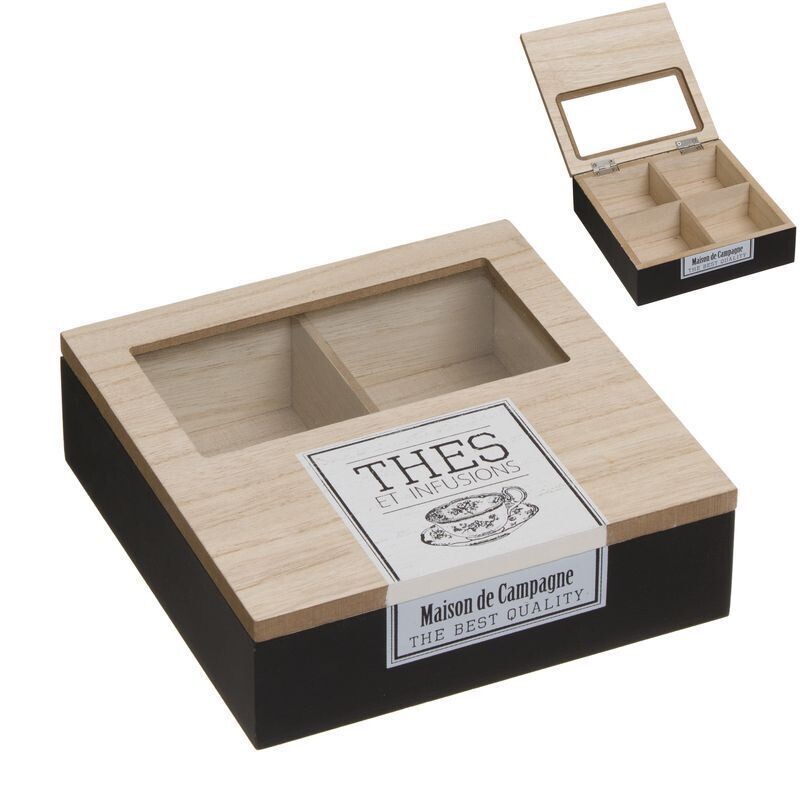 CAJA PARA TÉ 4 COMPARTIMENTOS