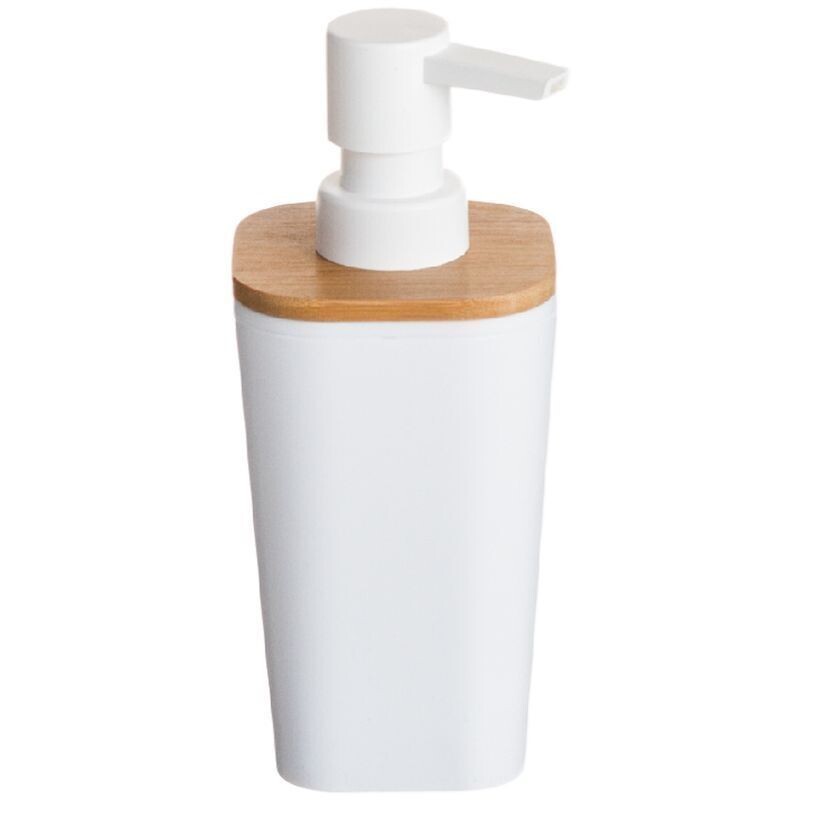 DISPENSADOR JABÓN BLANCO Y  BAMBÚ