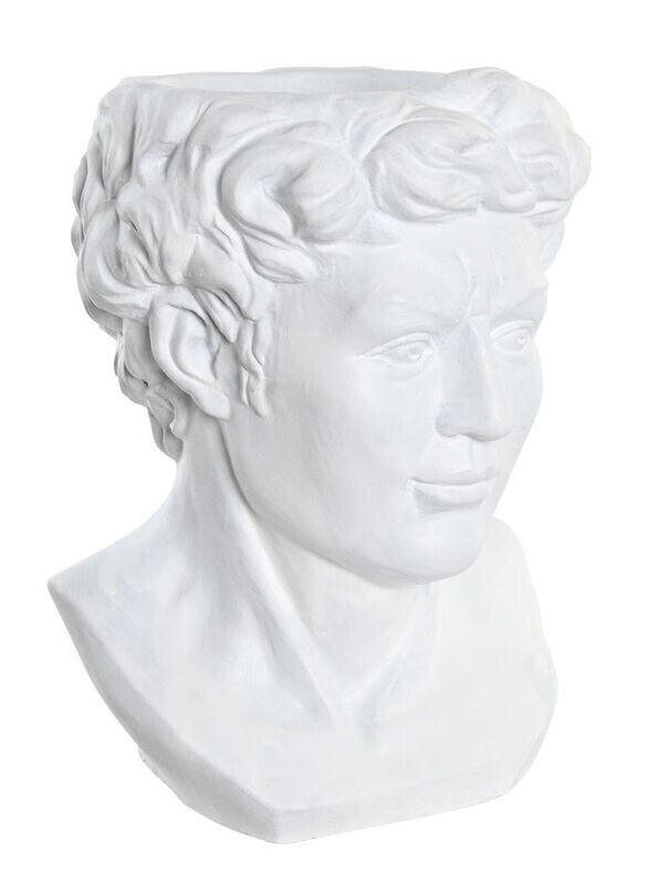 MACETERO BUSTO MITOLÓGICO CEMENTO BLANCO HOMBRE