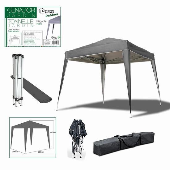 GAZEBO PLEGABLE 300X300 ANTRACITA
