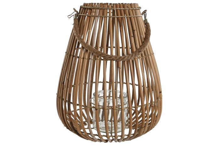 PORTAVELA RATAN CRISTAL 27X27X37 NATURAL