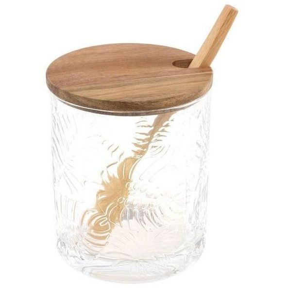 AZUCARERO CON CUCHARA GRABADO HOJAS
