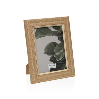 PORTAFOTOS MARRON CON DETALLE EN CREMA 13 X 18