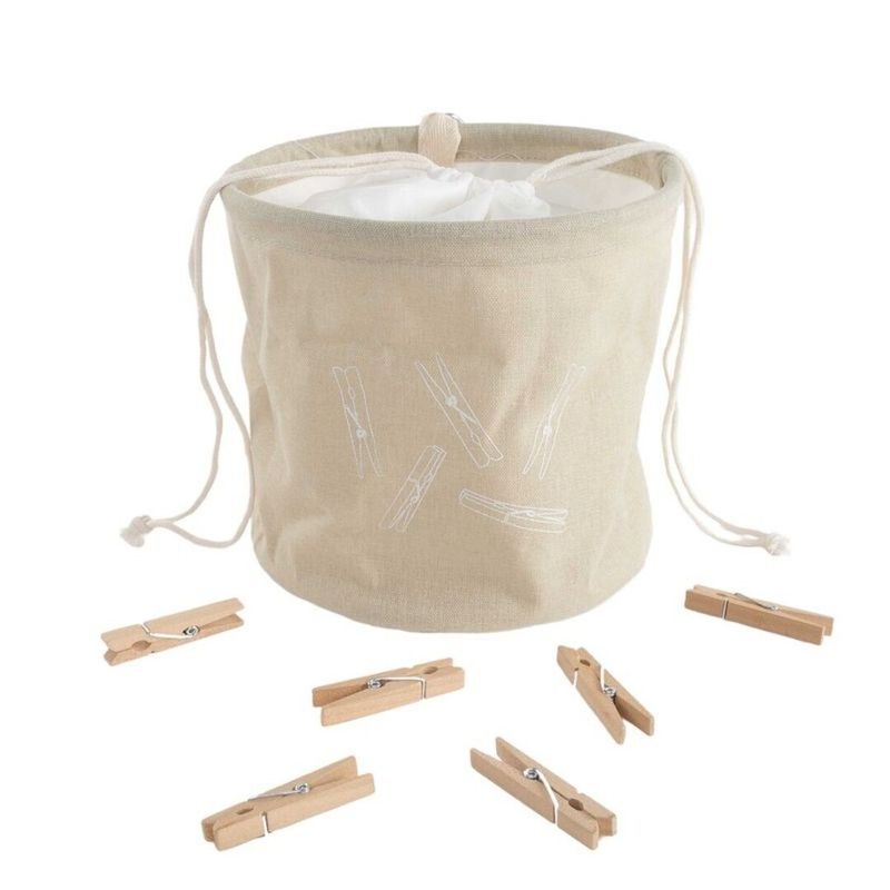 BOLSA CON 20 PINZAS Y COLGADOR NATURAL
