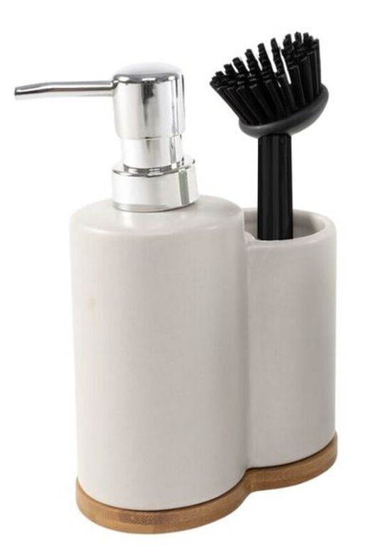 DISPENSADOR JABON CON CEPILLO GRIS