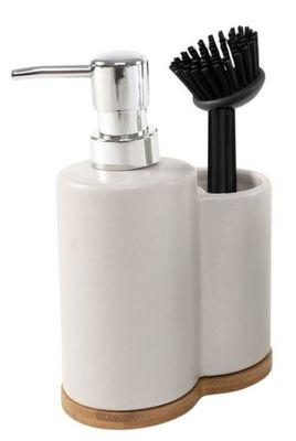 DISPENSADOR JABON CON CEPILLO GRIS