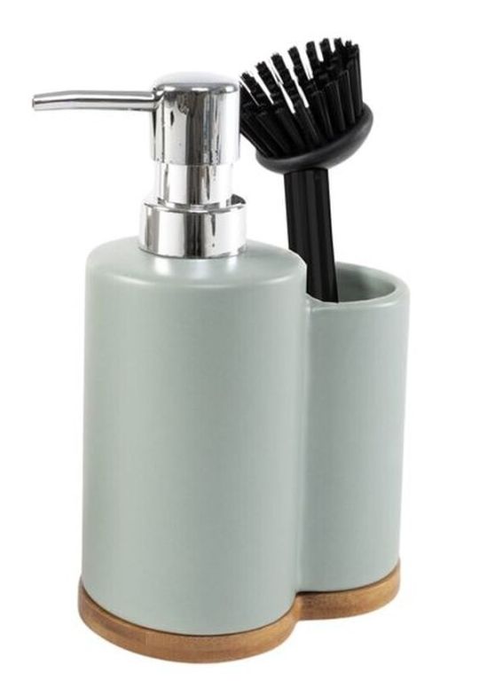 DISPENSADOR JABON CON CEPILLO GRIS
