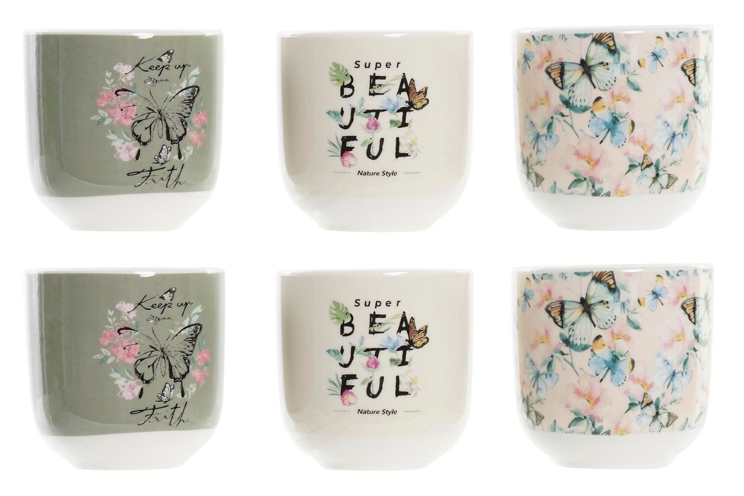 CAFÉ SET 6 PORCELANA MARIPOSAS 120 ML