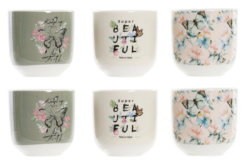 CAFÉ SET 6 PORCELANA MARIPOSAS 120 ML