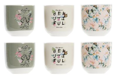 CAFÉ SET 6 PORCELANA MARIPOSAS 120 ML