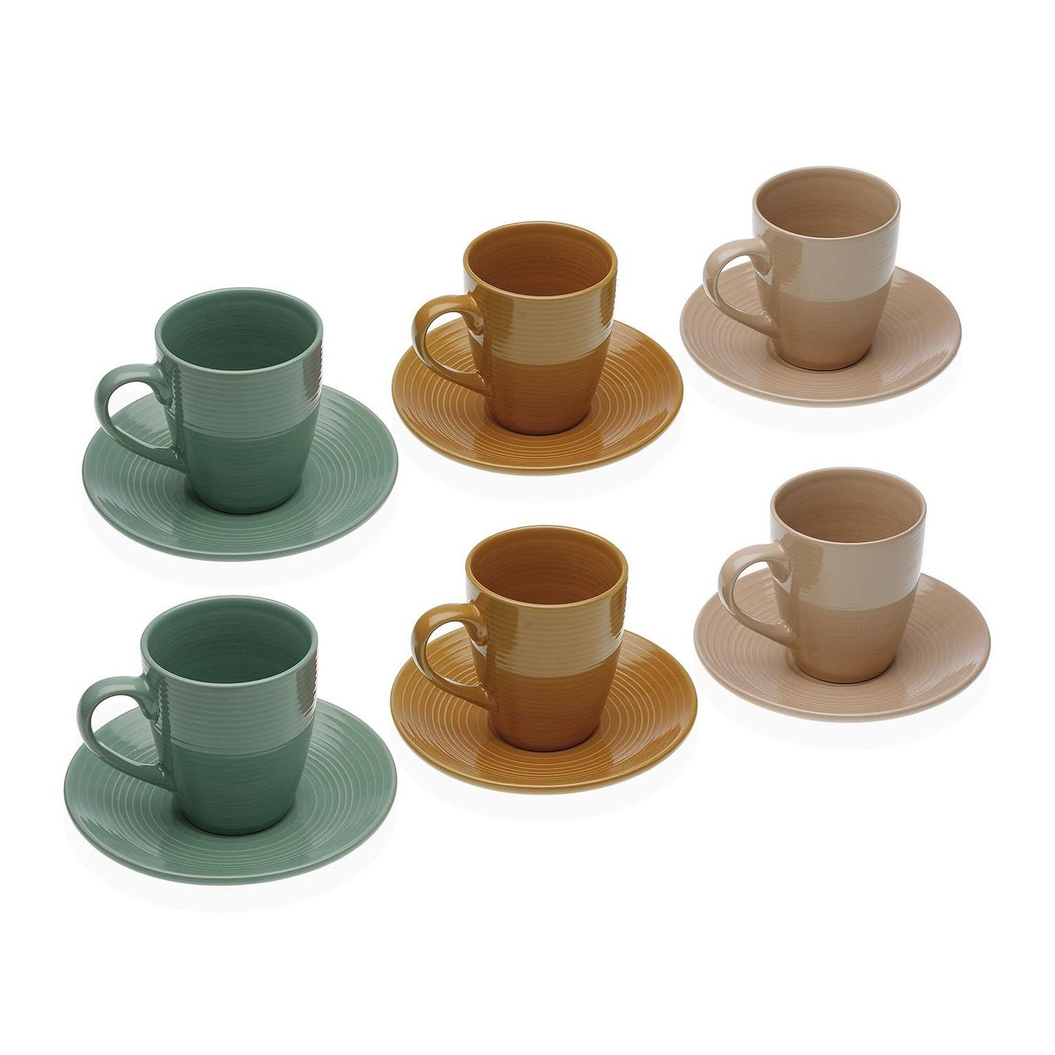 SET TAZAS CAFE O TÉ 3 COLORES