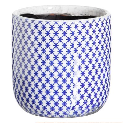 MACETERO DECORACIÓN AZUL GRANDE