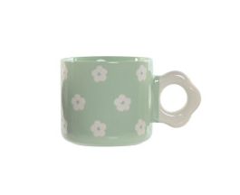 TAZA FLORES VERDE