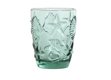 VASO CRISTAL RELIEVE CONCHAS TURQUESA