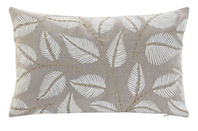 COJIN HOJAS BEIGE Y BLANCO