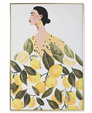 CUADRO LIENZO MUJER LIMONES