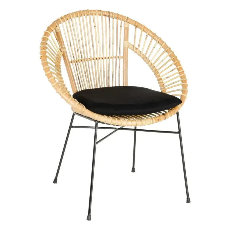 SILLA NATURAL NEGRO Y RATAN