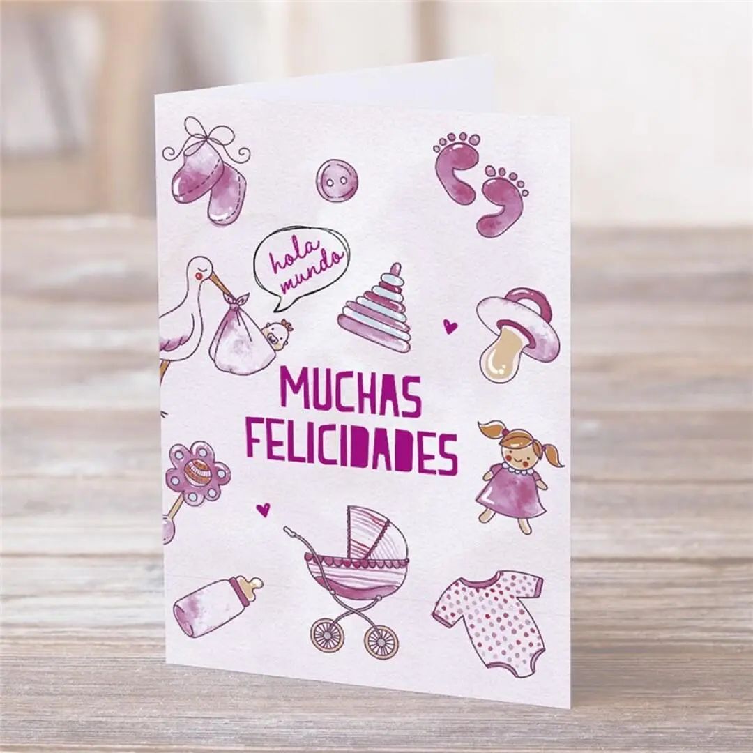 POSTAL: HOLA MUNDO, MUCHAS FELICIDADES ROSA