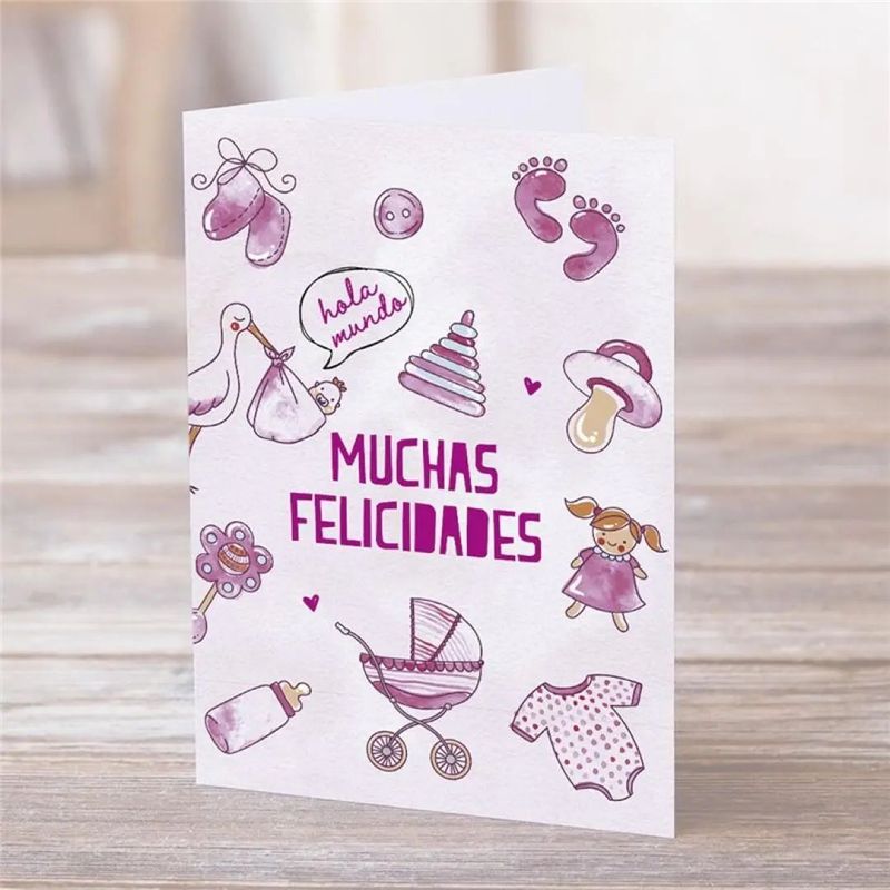 POSTAL: HOLA MUNDO, MUCHAS FELICIDADES ROSA