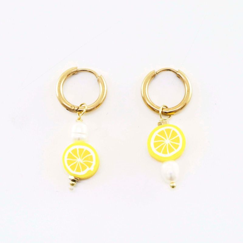 PENDIENTES LIMON CON PERLA