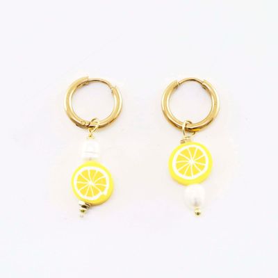 PENDIENTES LIMON CON PERLA