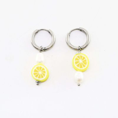 PENDIENTES LIMON CON PERLA