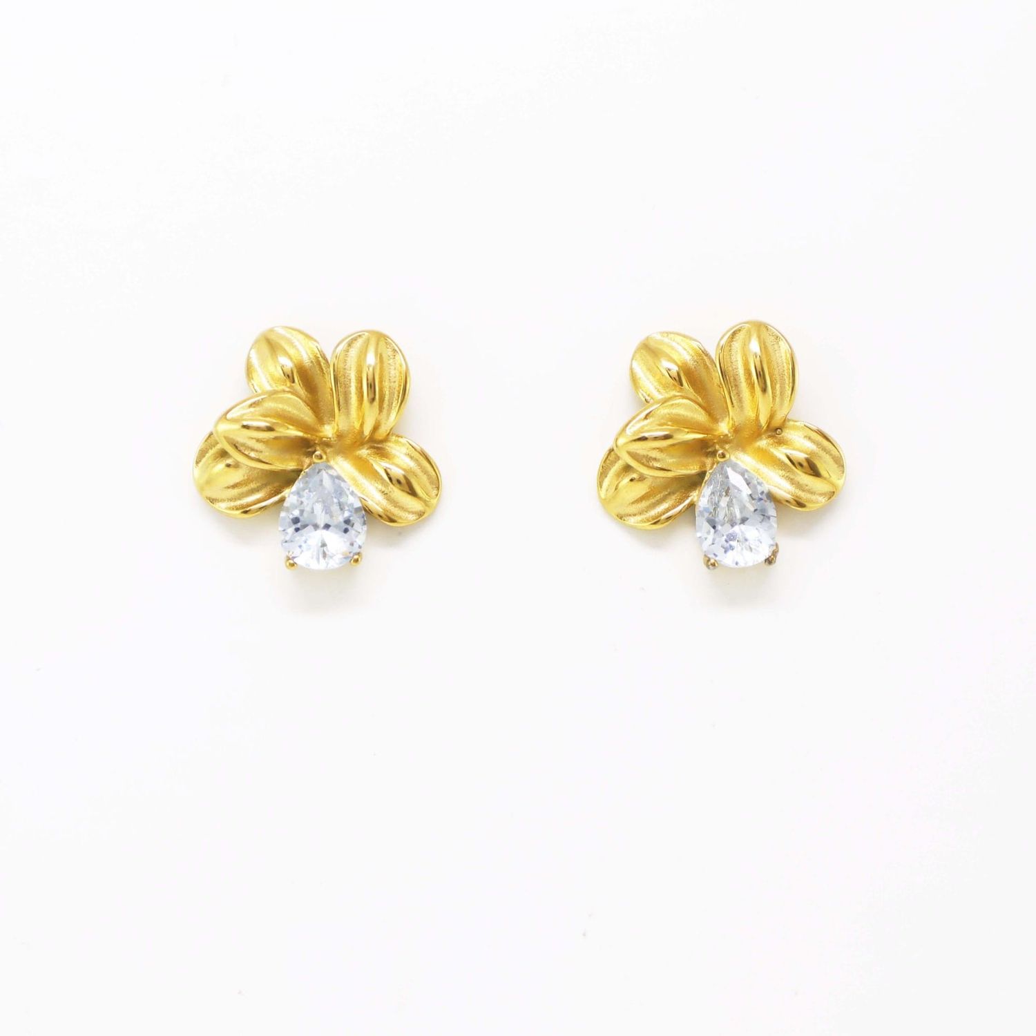 PENDIENTES FLOR/CRISTAL BLANCO