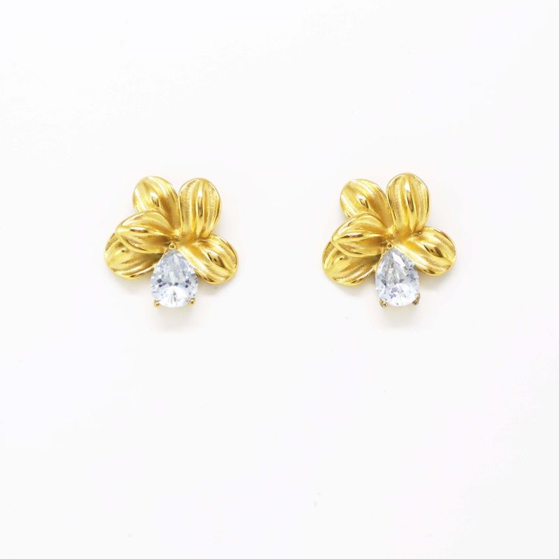 PENDIENTES FLOR/CRISTAL BLANCO