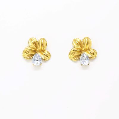 PENDIENTES FLOR/CRISTAL BLANCO