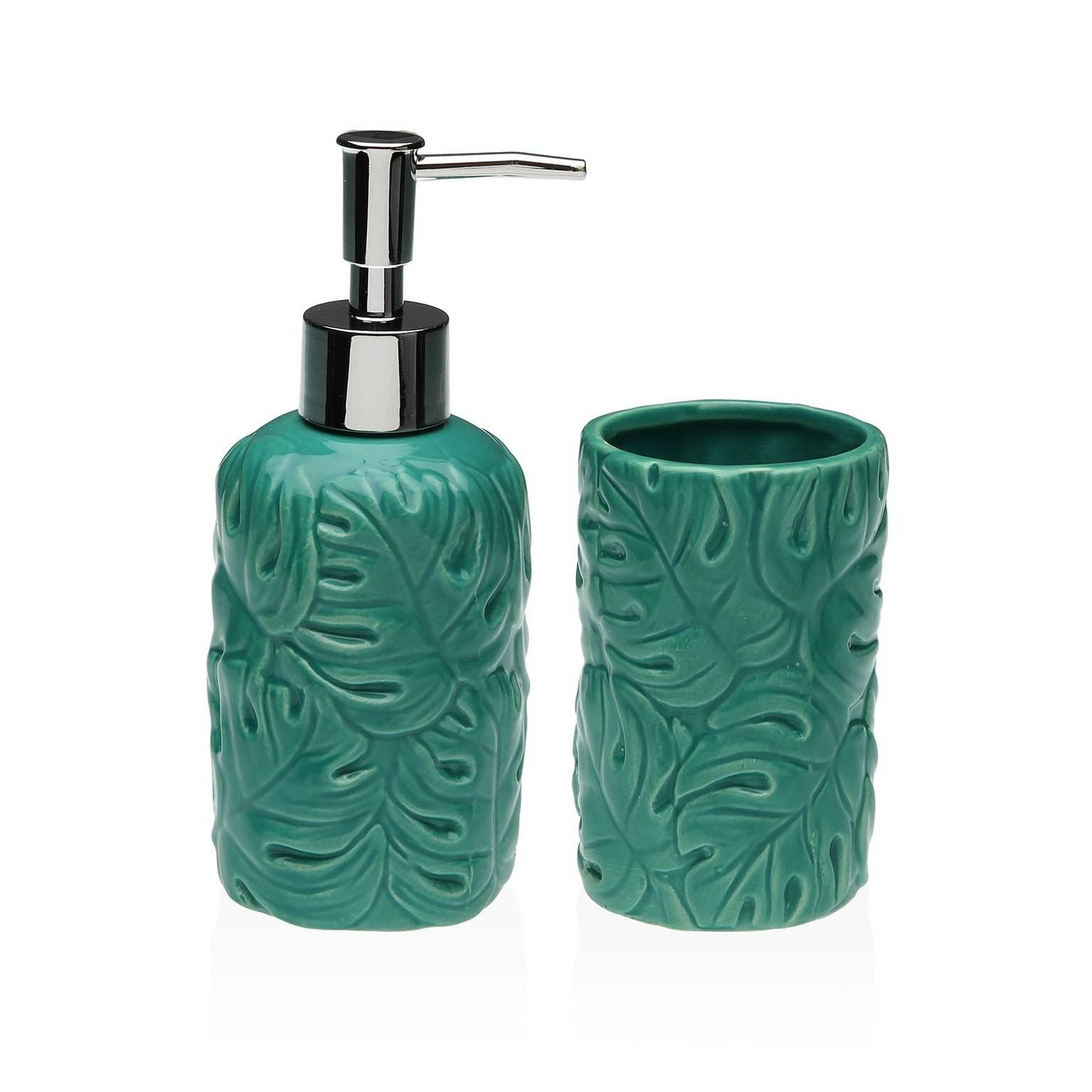 SET DE BAÑO HOJAS VERDES
