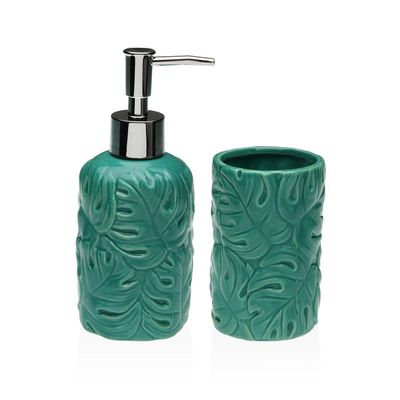 SET DE BAÑO HOJAS VERDES