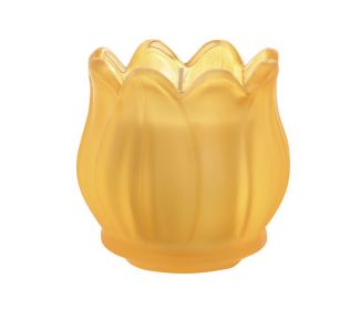 VELA CERA CRISTAL FLOR GLASEADO AMARILLO